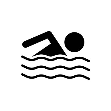 yüzme simgesi, yüzme ikonu vektör çizimi