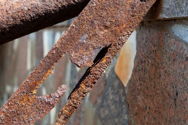 Corrosie Van Metalen Constructies Fragment Van Verroeste Steun Close Actieve — Stockfoto