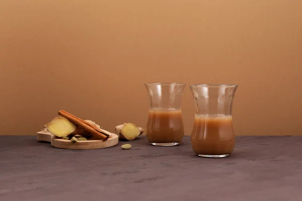 Indiano Allo Zenzero Con Latte Spezie Bevanda Calda Popolare India — Foto Stock