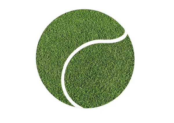 Streszczenie Piłki Tenisowej Element Projektu Izolowany Białym Tle Zielona Trawa — Zdjęcie stockowe