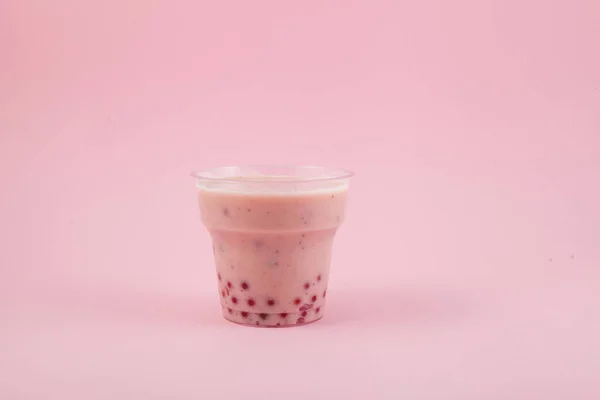 Erdbeer Bobby Drink Oder Früchte Bubble Tea Erfrischender Cocktail Auf — Stockfoto