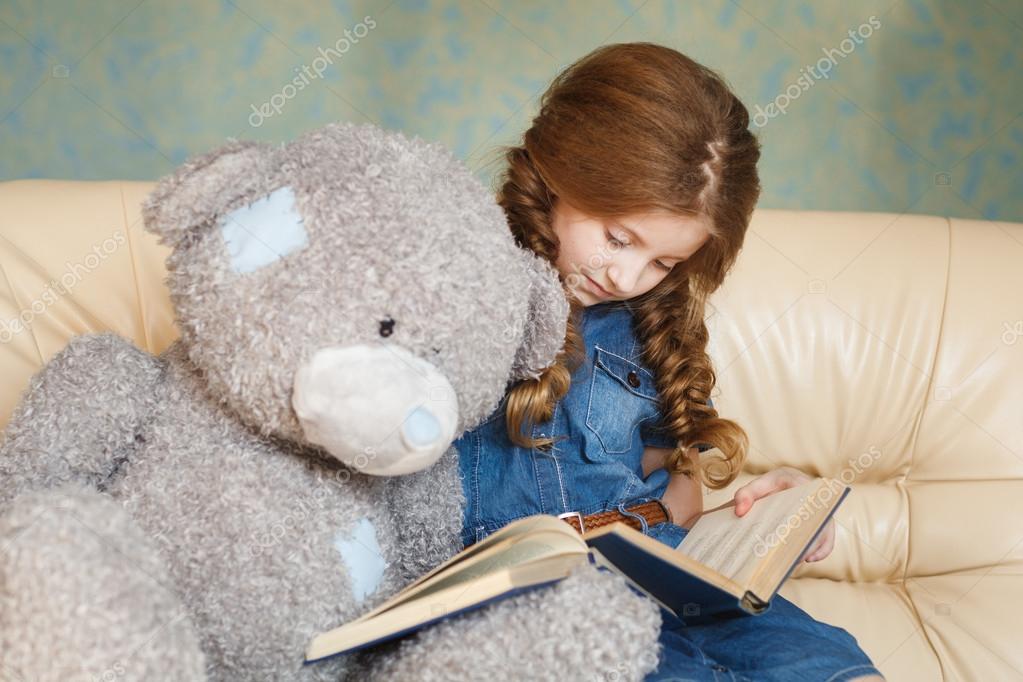 cute girl with teddy