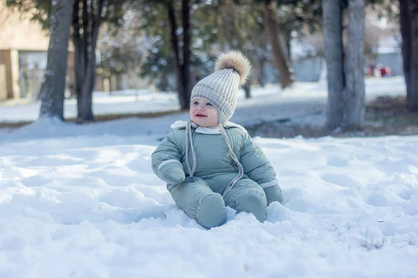 Little Child Playing Snow Child Snow — Stock Photo, Image