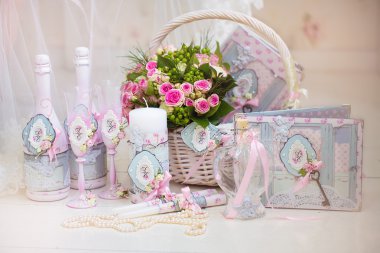 Düğün aksesuarları gelin pembe sabah için. weddi
