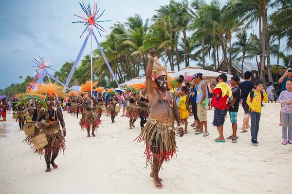Festivalen ATI-Atihan på Boracay, Filippinene. Blir feiret hver – stockfoto