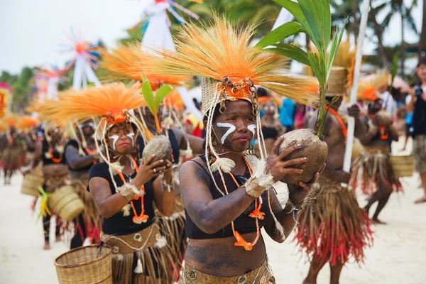 Festiwal ati-atihan na boracay, Filipiny. jest obchodzony co — Zdjęcie stockowe