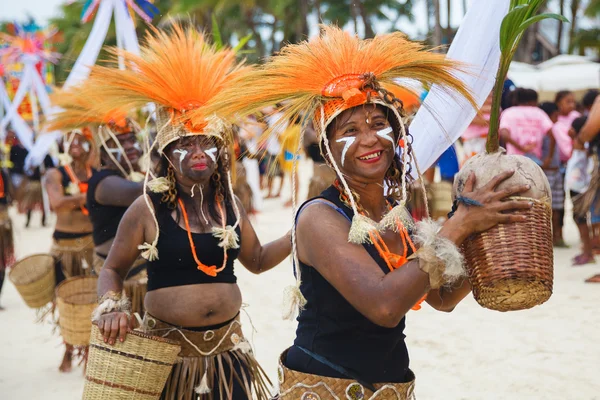 Festival ATI-Atihan em Boracay, Filipinas. É comemorado cada — Fotografia de Stock