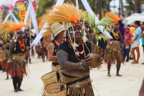 Festival ATI-Atihan em Boracay, Filipinas. É comemorado cada — Fotografia de Stock