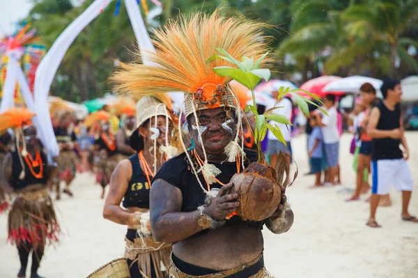 Festival ATI-Atihan em Boracay, Filipinas. É comemorado cada — Fotografia de Stock