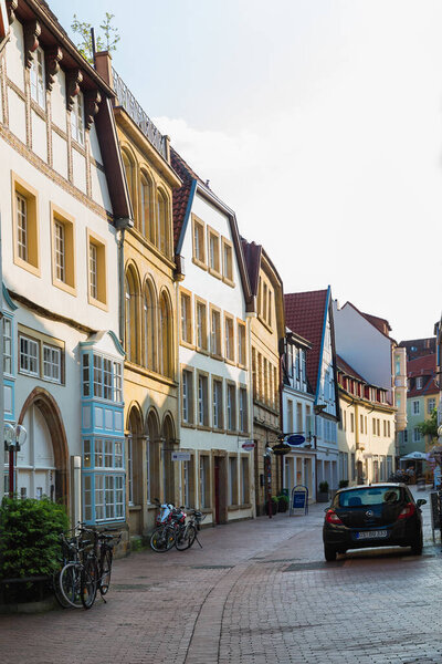 Osnabruck, Germany, July 5, 2021. Street architecture in Osnabruck, the third largest city in the state of Lower Saxony.