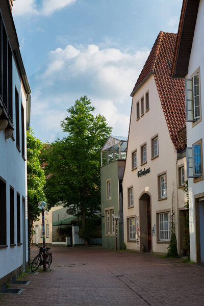 Osnabruck, Germany, July 5, 2021. Street architecture in Osnabruck, the third largest city in the state of Lower Saxony.