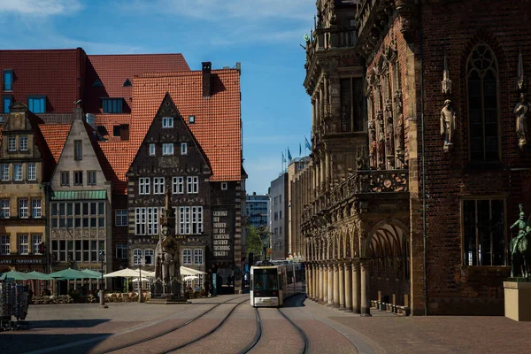 Brémy Roland Socha Rathausplatz Marktplatz Nebo Náměstí Historickém Centru Středověkého — Stock fotografie