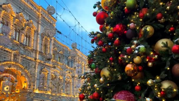 Yeni Yıl Noel Için Sokak Dekore Edildi Aralık 2021 Moskova — Stok video