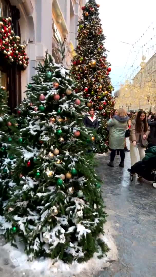 Lidové Slavnosti Novoročním Vánočním Veletrhu Rudém Náměstí Moskva Rusko Prosince — Stock video