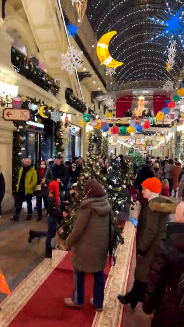 Interior Natal Loja Universal Principal Gum Praça Vermelha Moscou Rússia — Vídeo de Stock