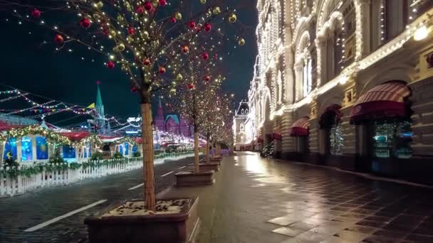 Volksfeesten Nieuwjaarskermis Het Rode Plein Moskou Rusland December 2021 Hoge — Stockvideo