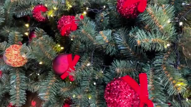 Christmas Tree Street Decorated New Year Vertical Video Night Winter — Vídeo de Stock