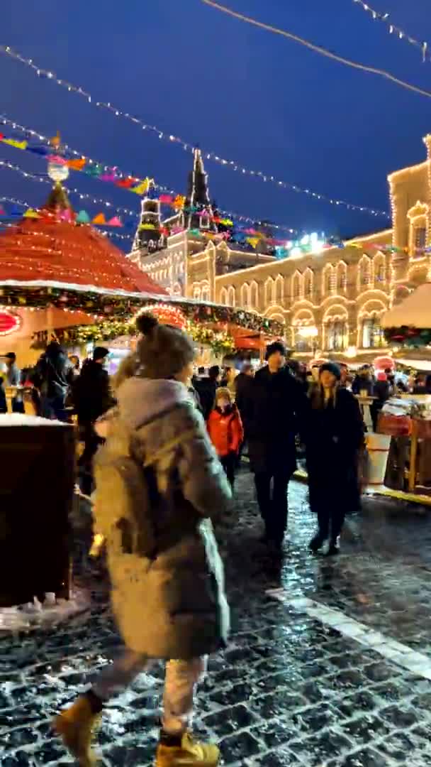Lidové Slavnosti Novoročním Vánočním Veletrhu Rudém Náměstí Moskva Rusko Prosince2021 — Stock video