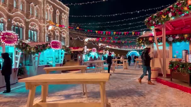 Народні Свята Новорічному Різдвяному Ярмарку Червоній Площі Москва Грудня 2021 — стокове відео
