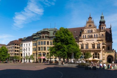 Ortaçağ Hanedan Şehri Bremen 'in tarihi merkezi, Almanya 15 Temmuz 2021.