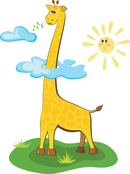Giraffe over de zon — Stockvector