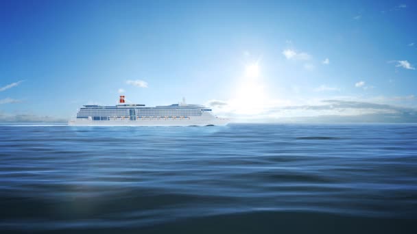 Gran crucero blanco de pasajeros en el mar azul — Vídeos de Stock