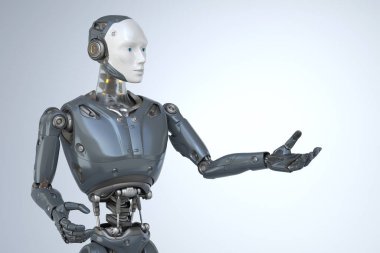 Robot onun yardım eder. 3D çizim