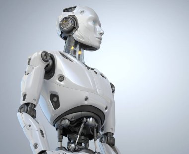 İnsansı robot cyborg. 3B illüstrasyon