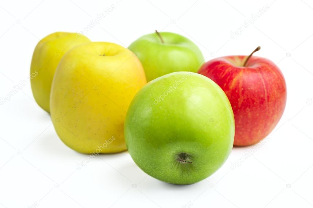 Fresh ripe apples on a white background
