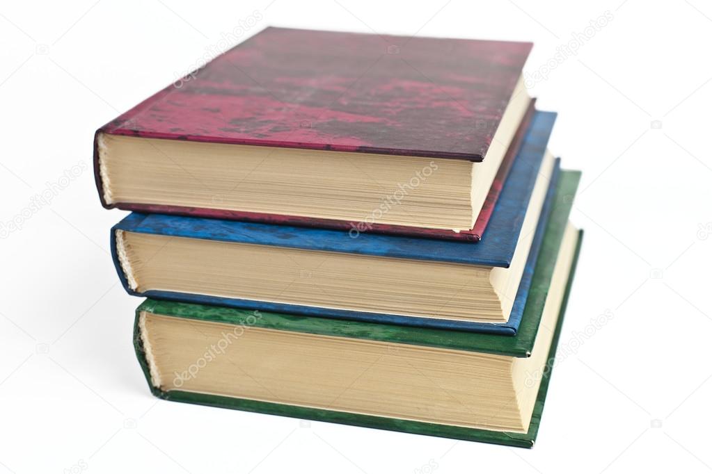 several books on a white background