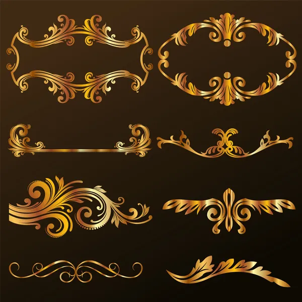 Adorno decorativo de oro — Vector de stock