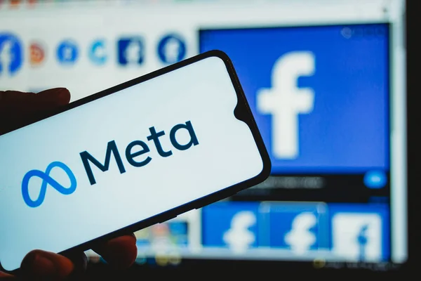 Сараево Босния Герцеговина 2021 Ребрендинг Facebook Новое Имя Логотип Meta — стоковое фото