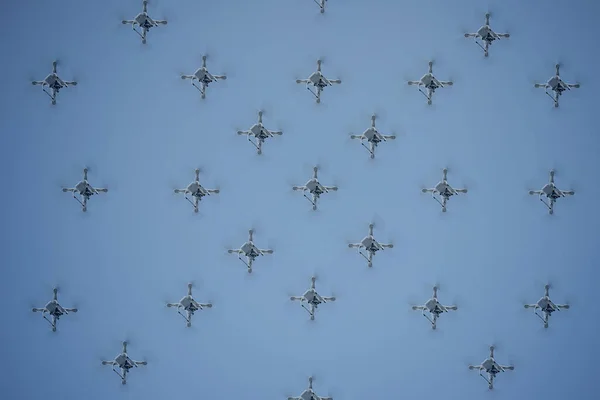 Synchronized Drones Formation Air — Stock Photo, Image