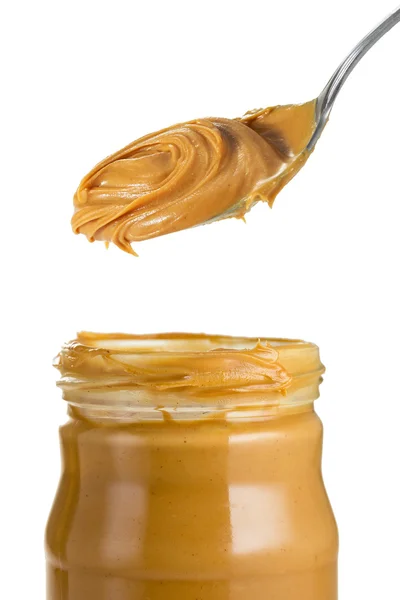 Glas Erdnussbutter — Stockfoto