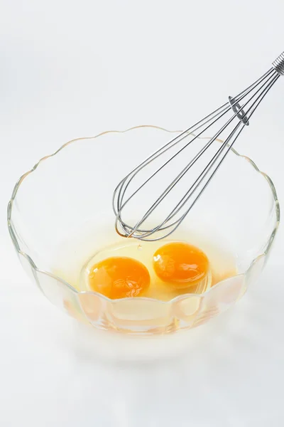 Whisking egg yolks — Stock Photo, Image