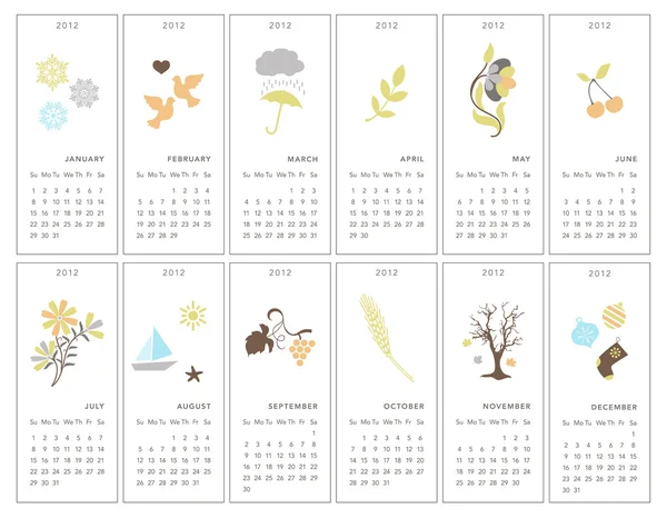 Декоративные месячные календари — стоковый вектор