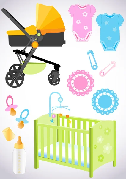 Accessoires voor de baby — Stockvector