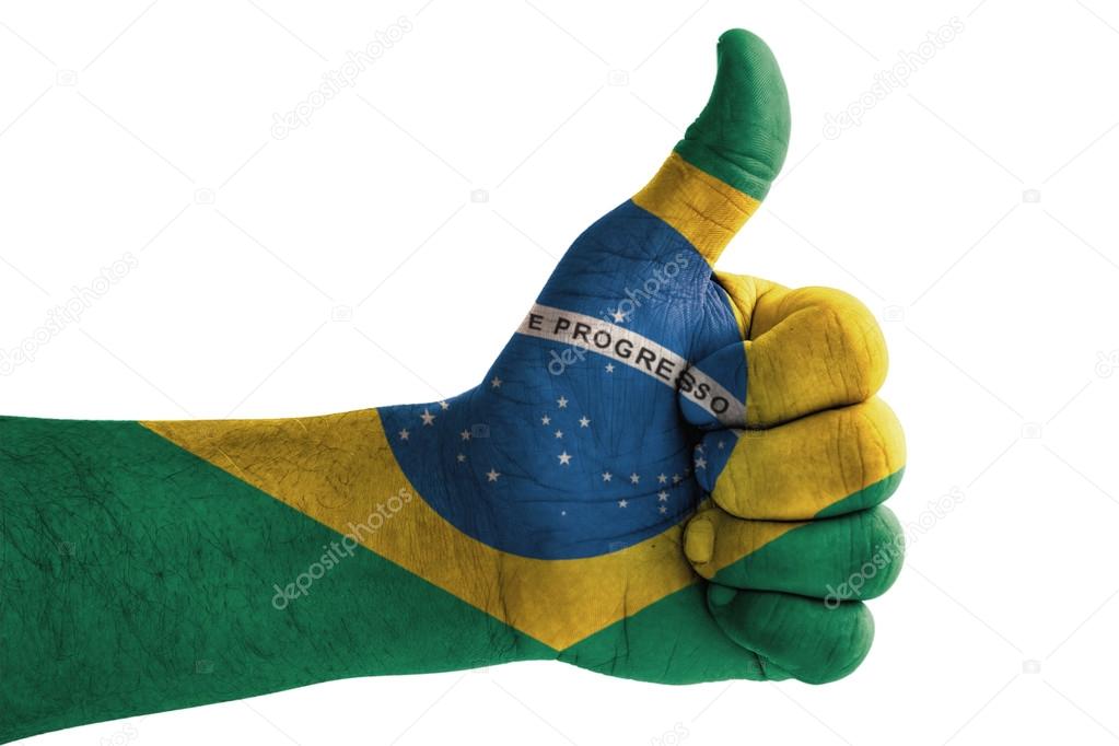 Brazil flag painted on hand