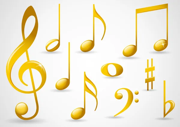 Gold music symbols — Stock Vector