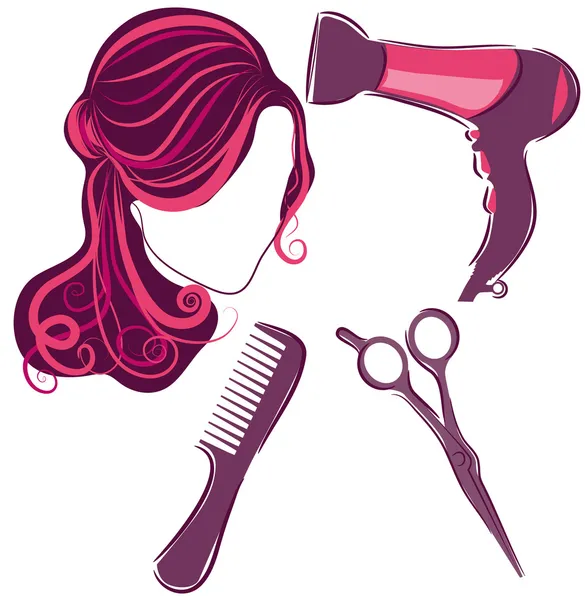 Hair Style Beauty Elements — Stock Vector