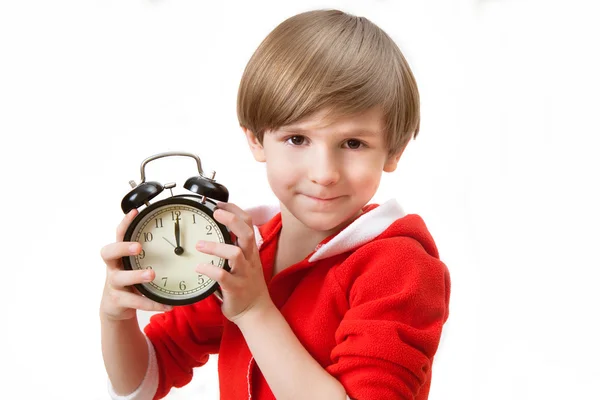 Small boy in new year night — Stock Photo, Image