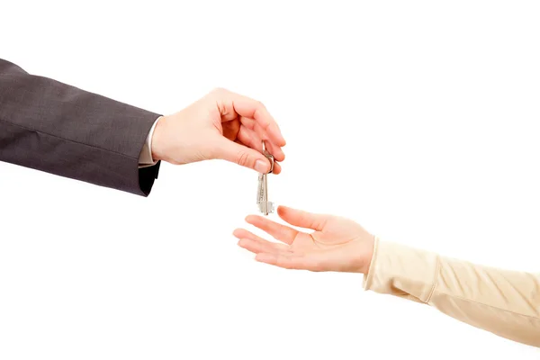 Hands with apartment keys — Stock Photo, Image