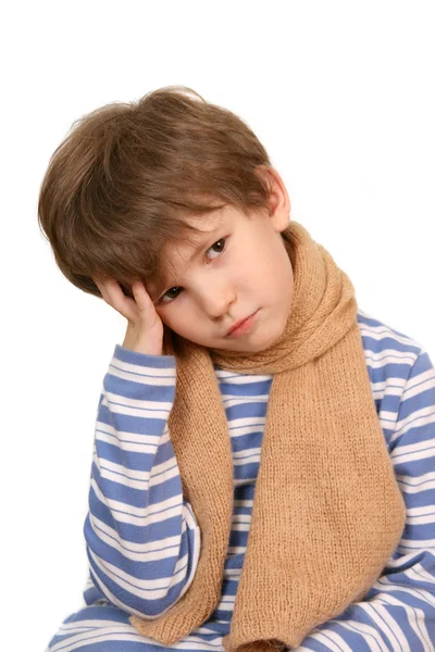 The sad child in a long scarf — Stock Photo, Image