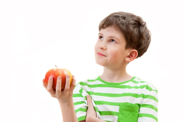 El chico con manzana —  Fotos de Stock