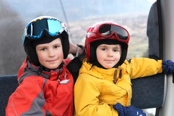 Boys in cable car — Stock Photo, Image