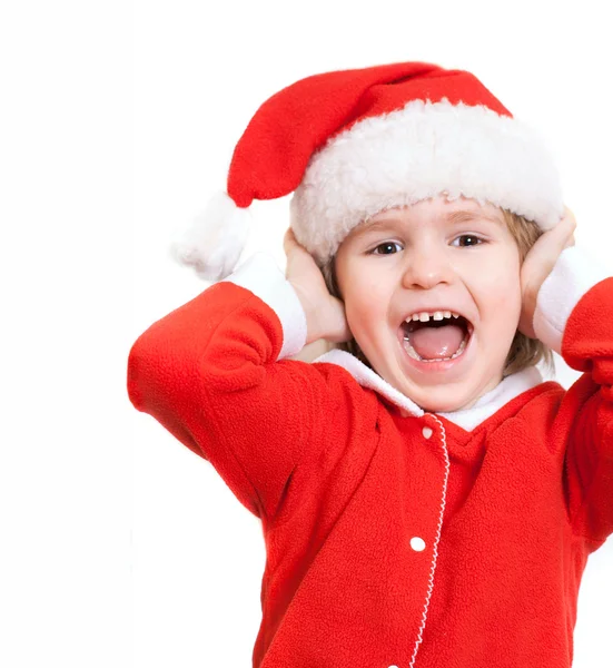 Junge im Anzug des Weihnachtsmannes — Stockfoto