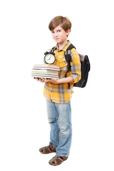 Schoolboy with books — Stock Photo, Image
