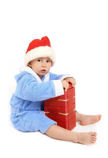 Chlapec s dárkem — Stock fotografie