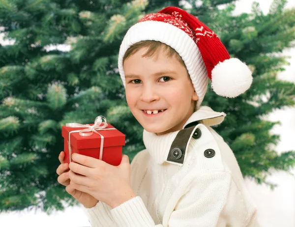 Santa boy s dárky — Stock fotografie