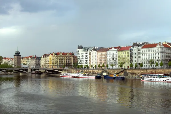 Boats on Vltava river — Stock Photo, Image